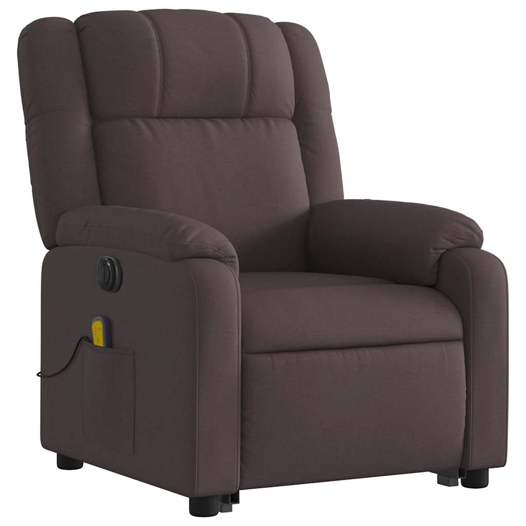 vidaXL Fotoliu electric masaj rabatabil cu ridicare maro închis textil vidaXL Fotoliu electric masaj rabatabil cu ridicare maro închis textil