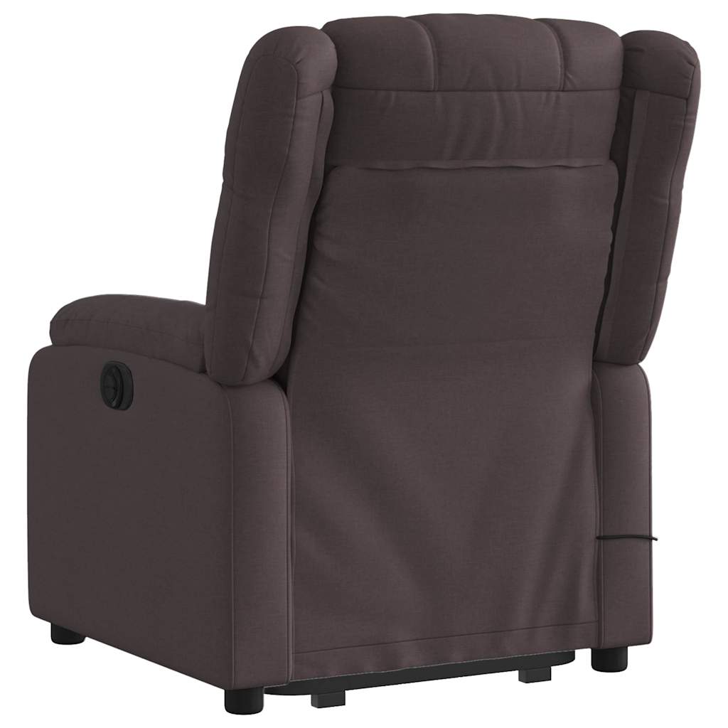 vidaXL Fotoliu electric masaj rabatabil cu ridicare maro închis textil vidaXL Fotoliu electric masaj rabatabil cu ridicare maro închis textil