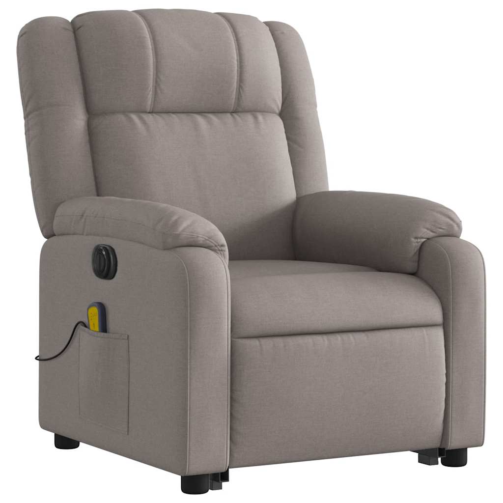 vidaXL Fotoliu electric masaj rabatabil cu ridicare, gri taupe, textil