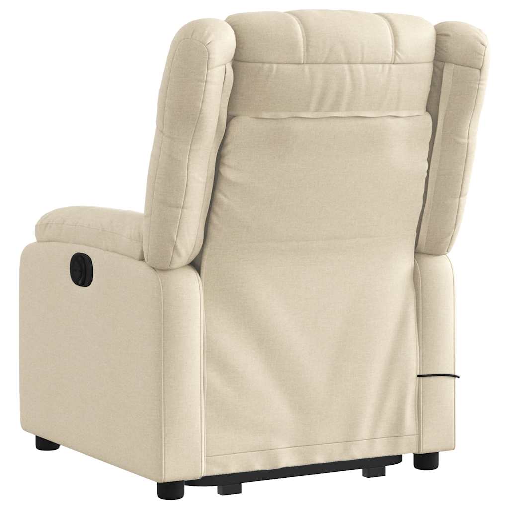 vidaXL Fotoliu electric de masaj rabatabil cu ridicare, crem, textil vidaXL Fotoliu electric de masaj rabatabil cu ridicare, crem, textil