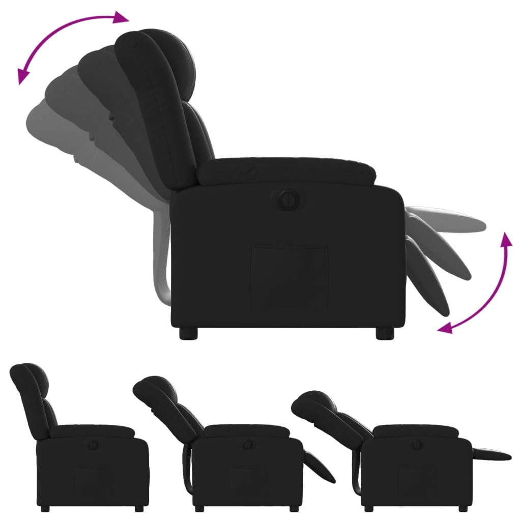 vidaXL Fotoliu rabatabil electric, negru, piele ecologică