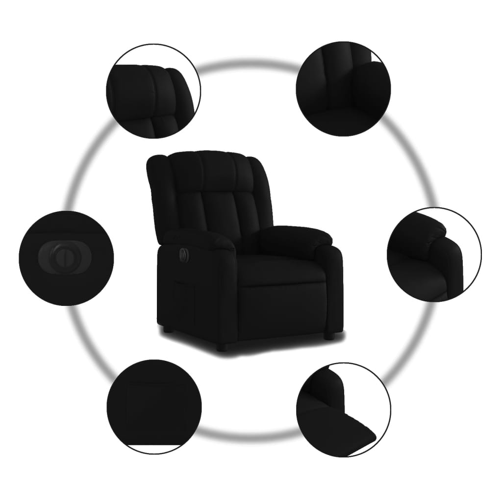 vidaXL Fotoliu rabatabil electric, negru, piele ecologică