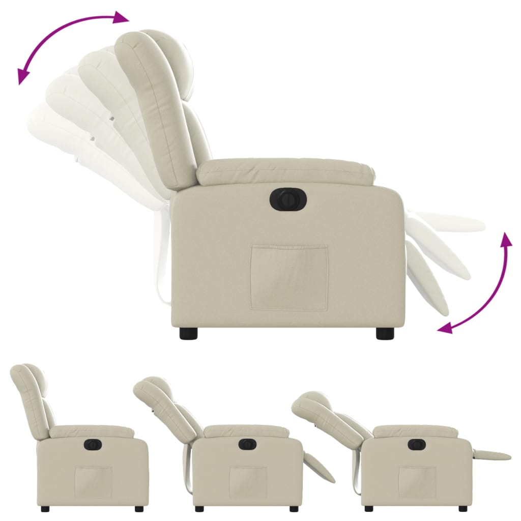 vidaXL Fotoliu rabatabil electric, crem, piele ecologică