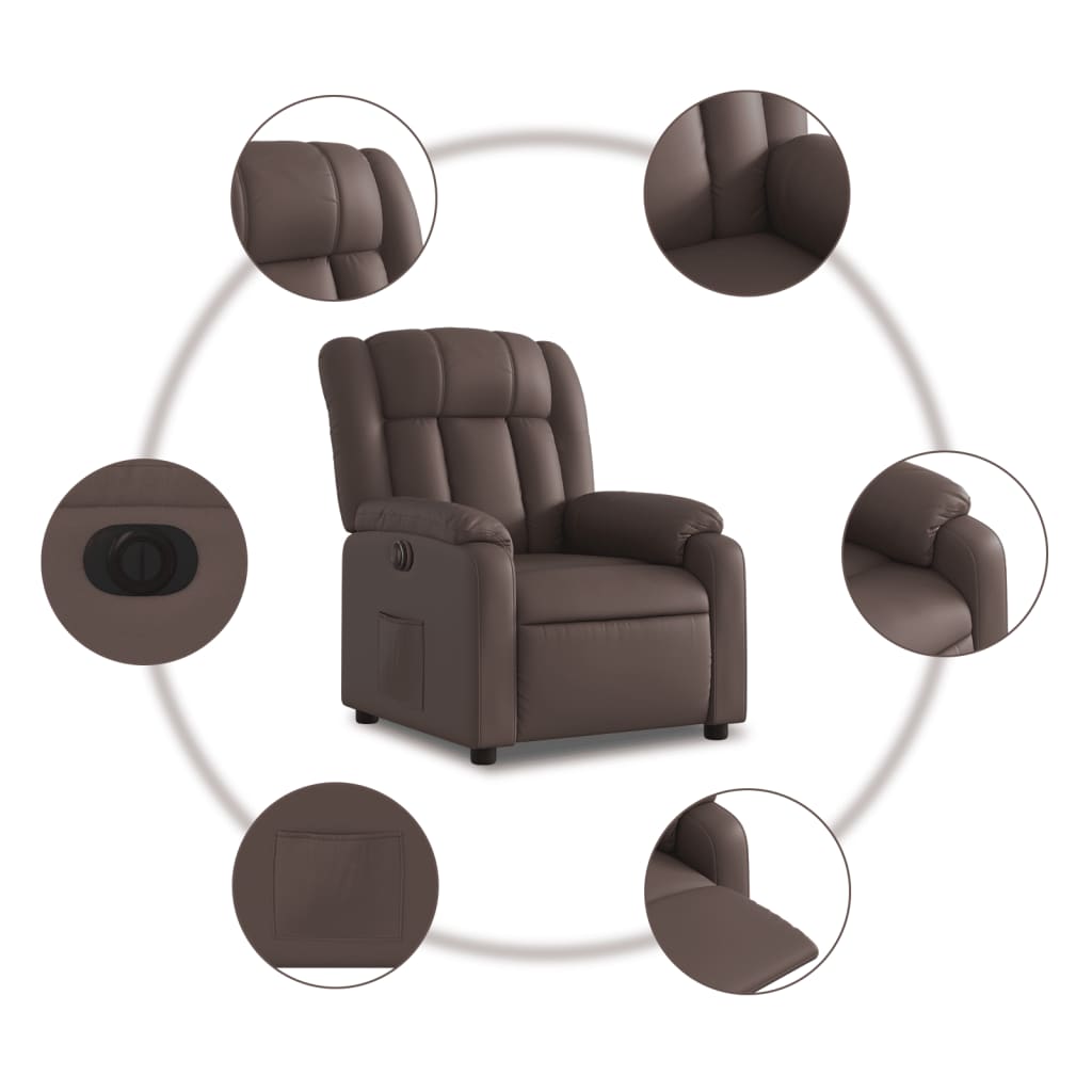 vidaXL Fotoliu rabatabil electric, maro, piele ecologică