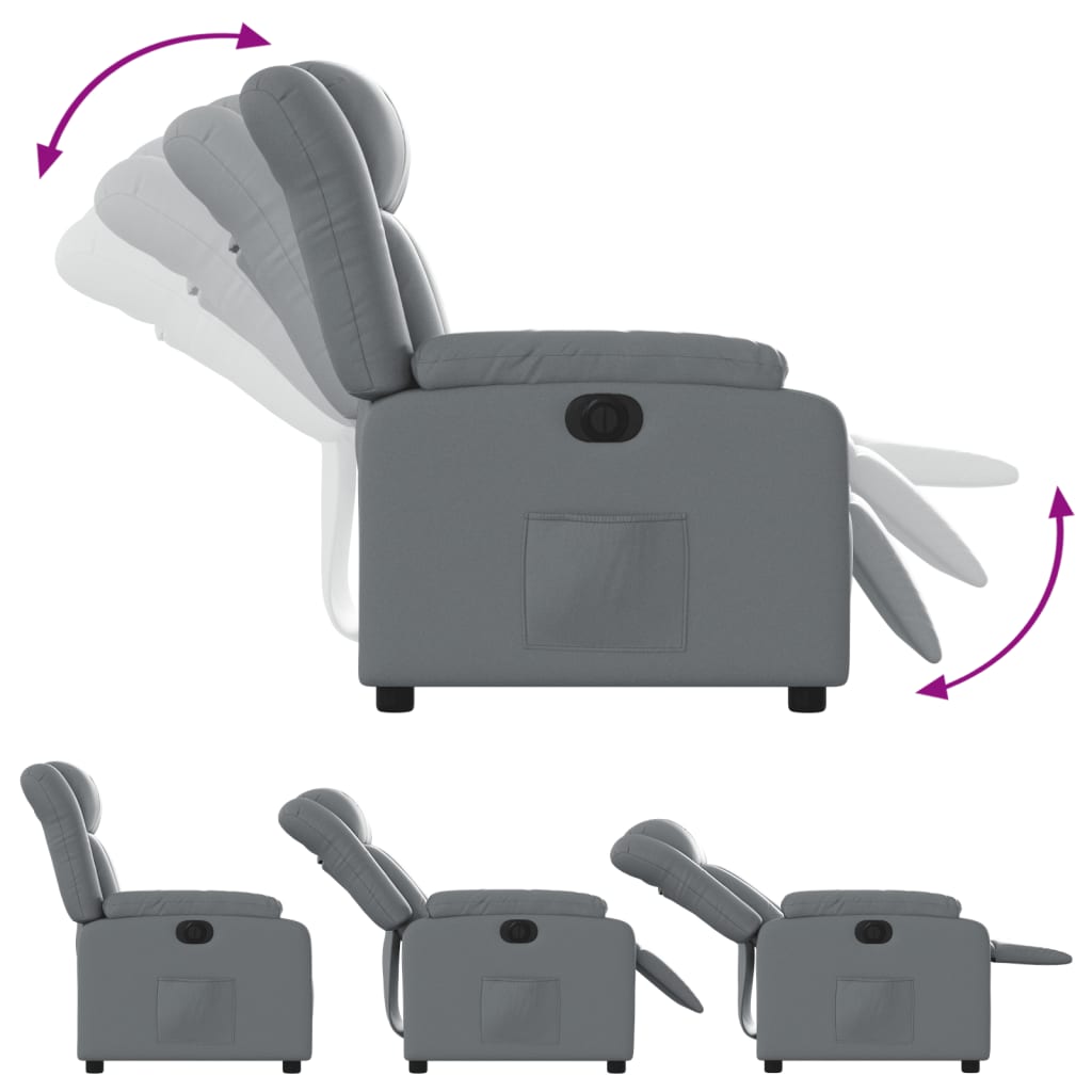 vidaXL Fotoliu rabatabil electric, gri, piele ecologică
