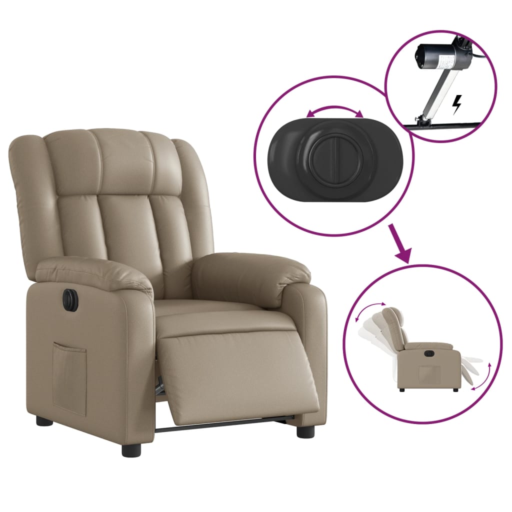 vidaXL Fotoliu rabatabil electric, cappuccino, piele ecologică