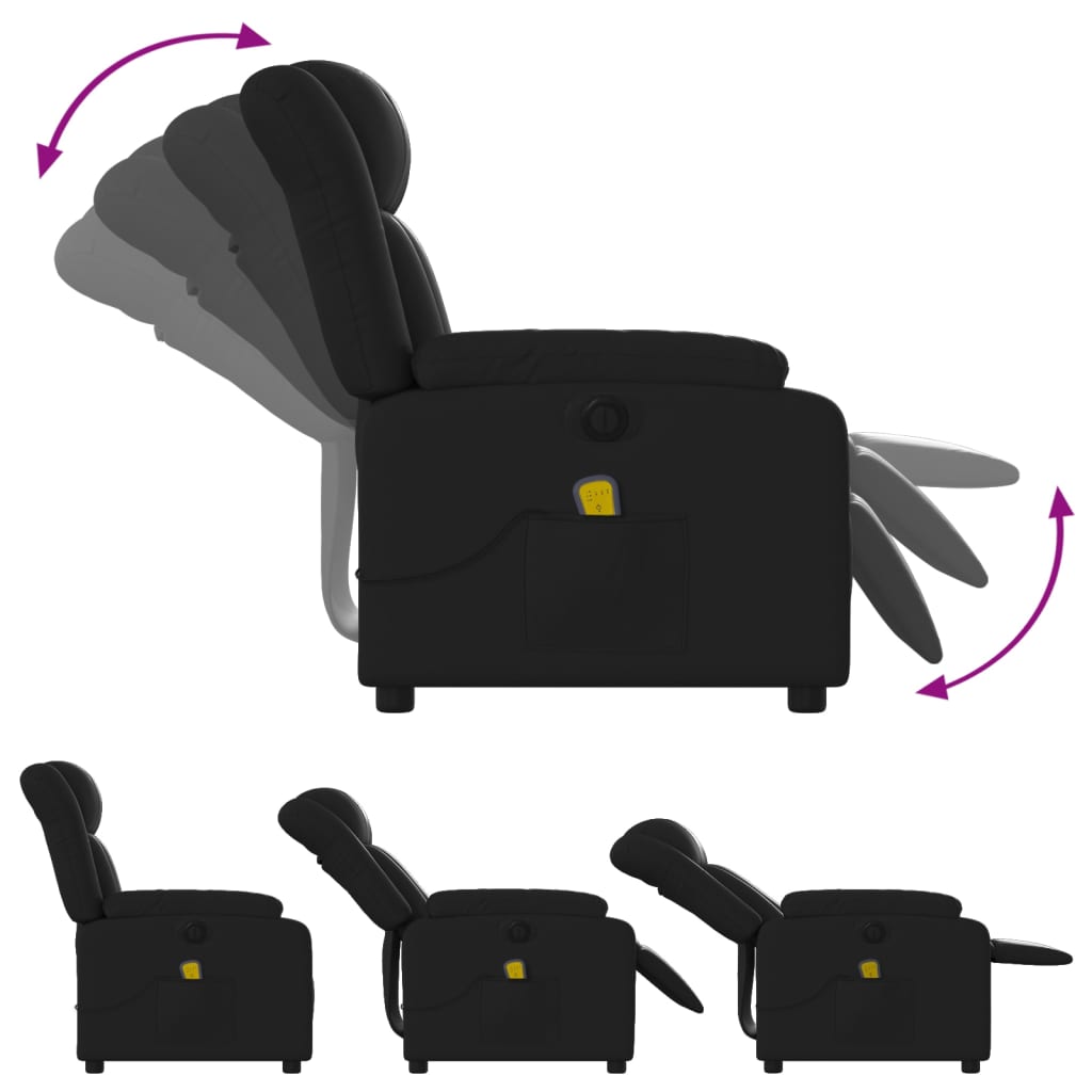 vidaXL Fotoliu electric de masaj rabatabil, negru, piele ecologică vidaXL Fotoliu electric de masaj rabatabil, negru, piele ecologică