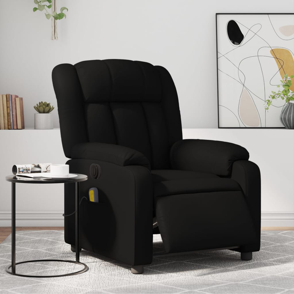vidaXL Fotoliu electric de masaj rabatabil, negru, piele ecologică vidaXL Fotoliu electric de masaj rabatabil, negru, piele ecologică