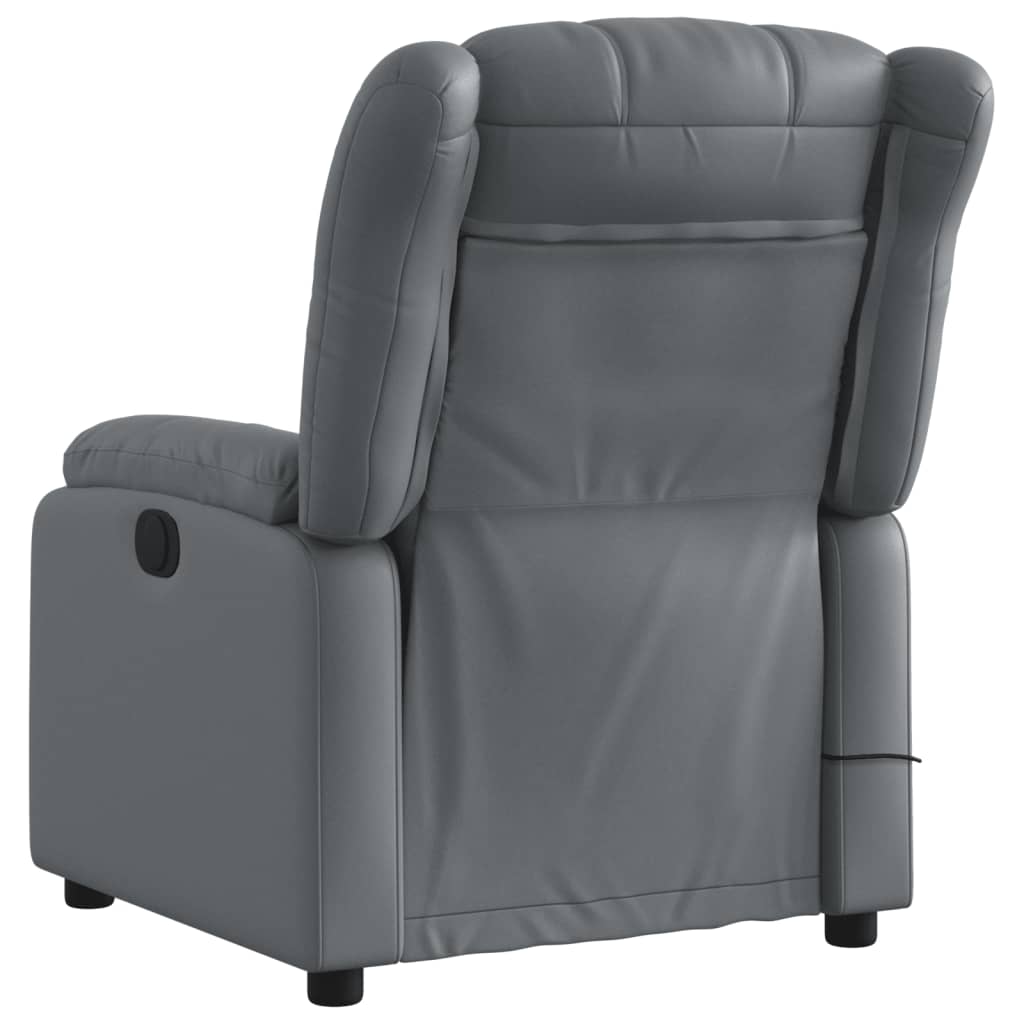 vidaXL Fotoliu de masaj electric rabatabil, gri, piele ecologică