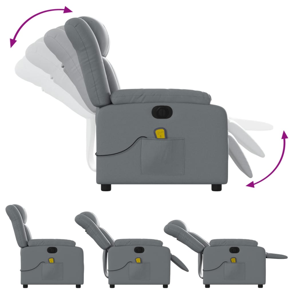 vidaXL Fotoliu de masaj electric rabatabil, gri, piele ecologică