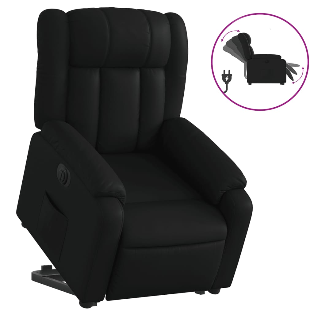 vidaXL Fotoliu rabatabil electric cu ridicare, negru, piele ecologică
