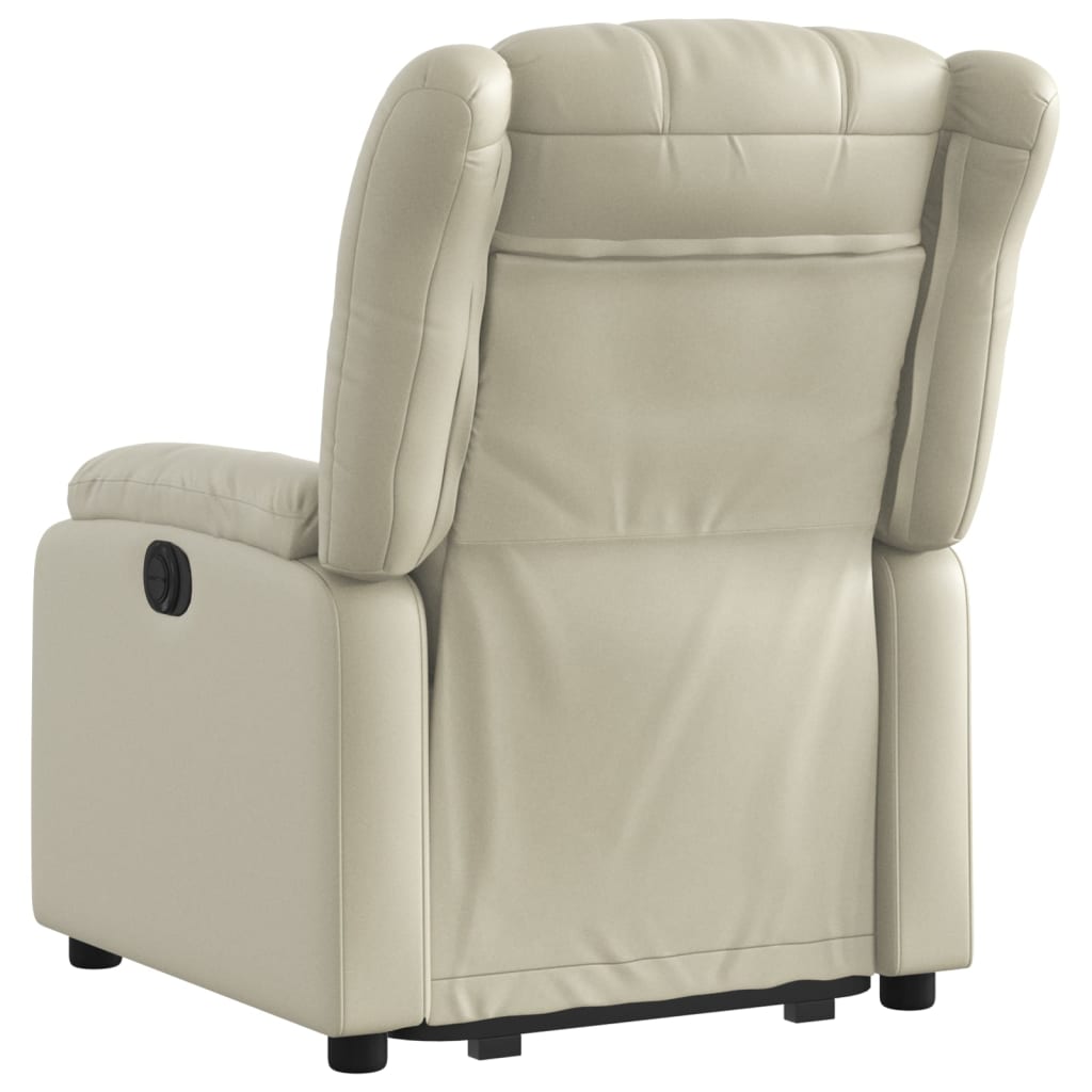 vidaXL Fotoliu rabatabil electric cu ridicare, crem, piele ecologică