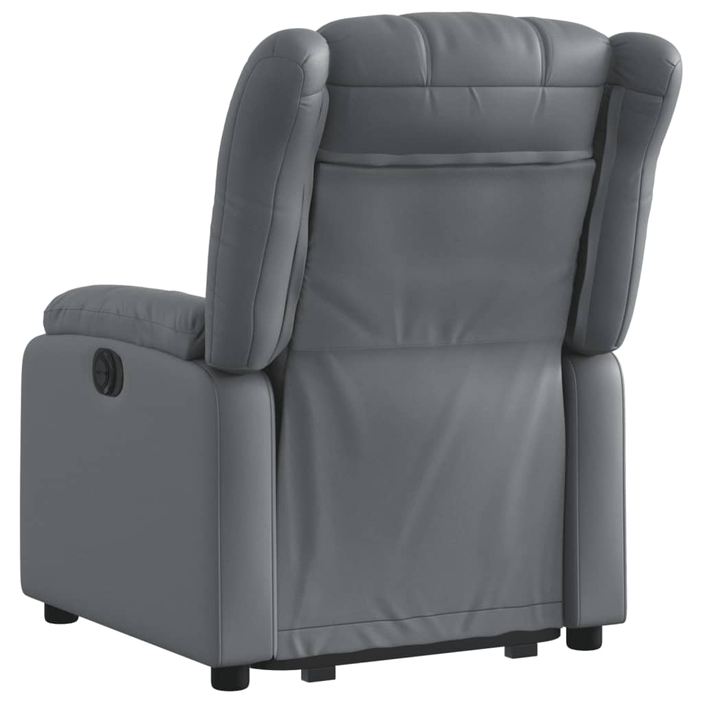 vidaXL Fotoliu rabatabil electric cu ridicare, gri, piele ecologică