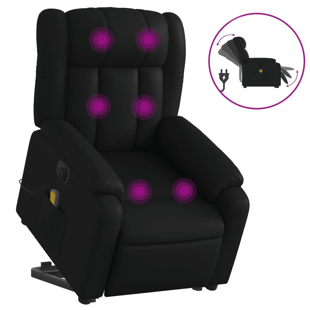 vidaXL Fotoliu electric masaj rabatabil cu ridicare, negru