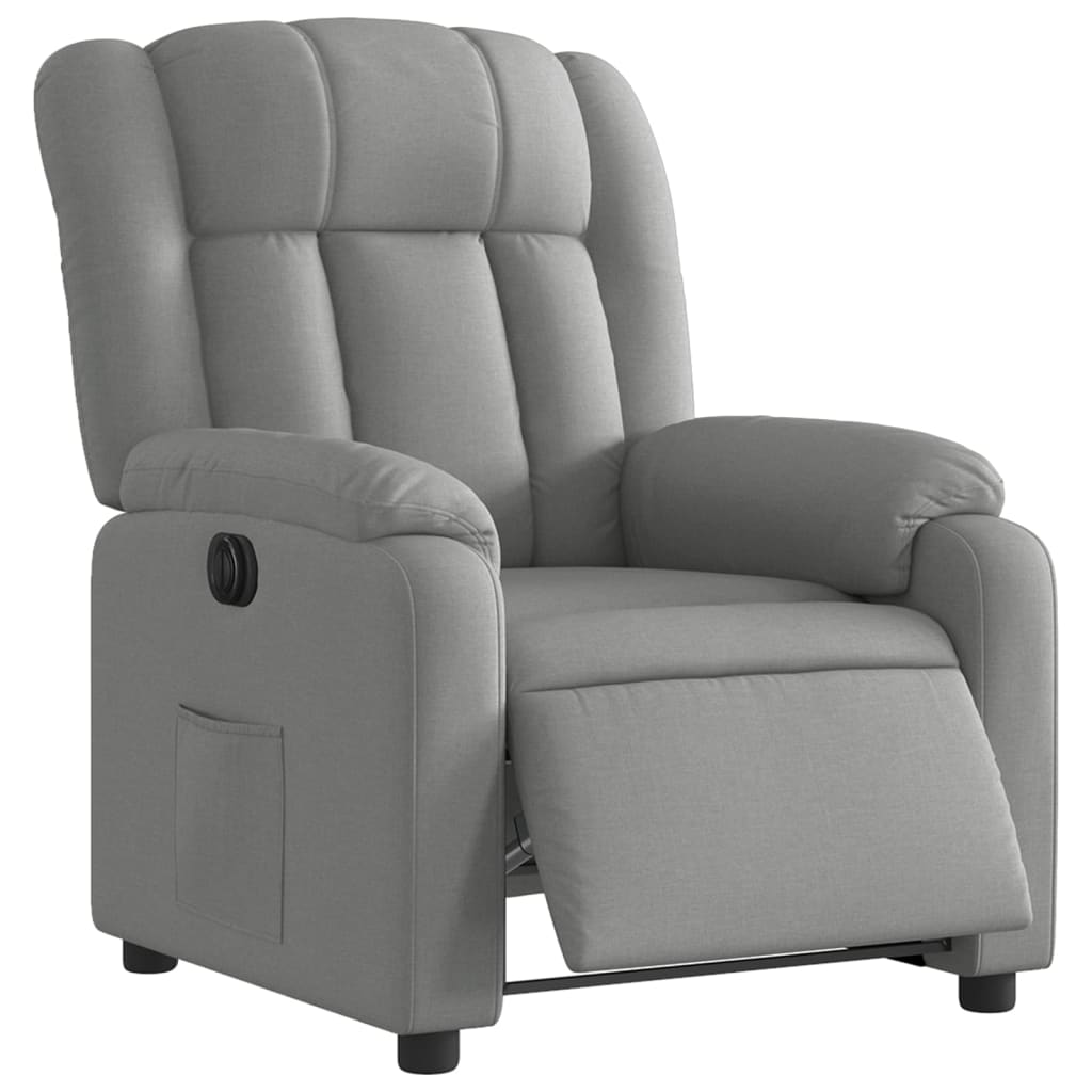 vidaXL Fotoliu rabatabil electric, gri deschis, textil