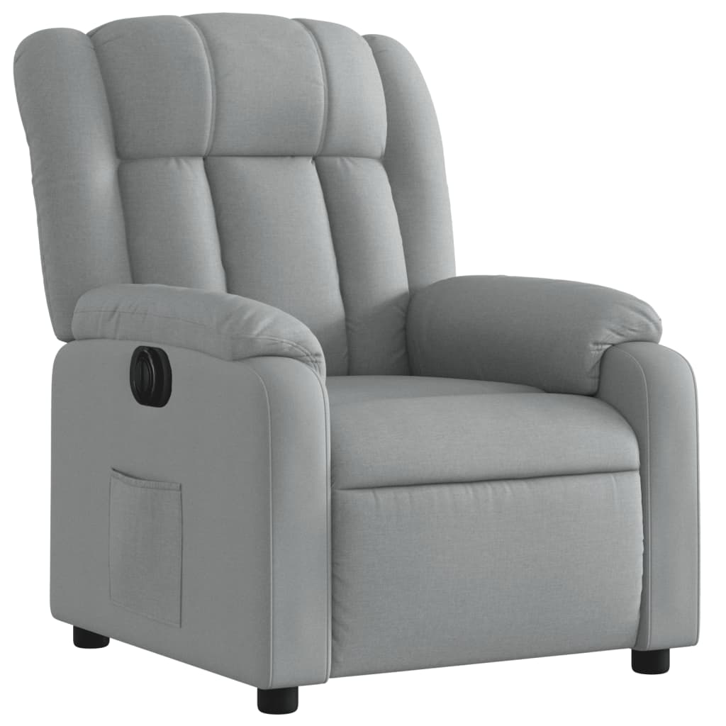 vidaXL Fotoliu rabatabil electric, gri deschis, textil