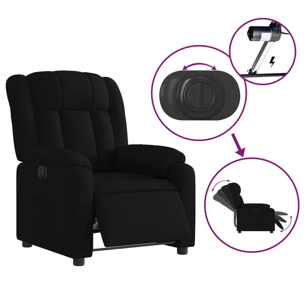 vidaXL Fotoliu rabatabil electric, negru, material textil