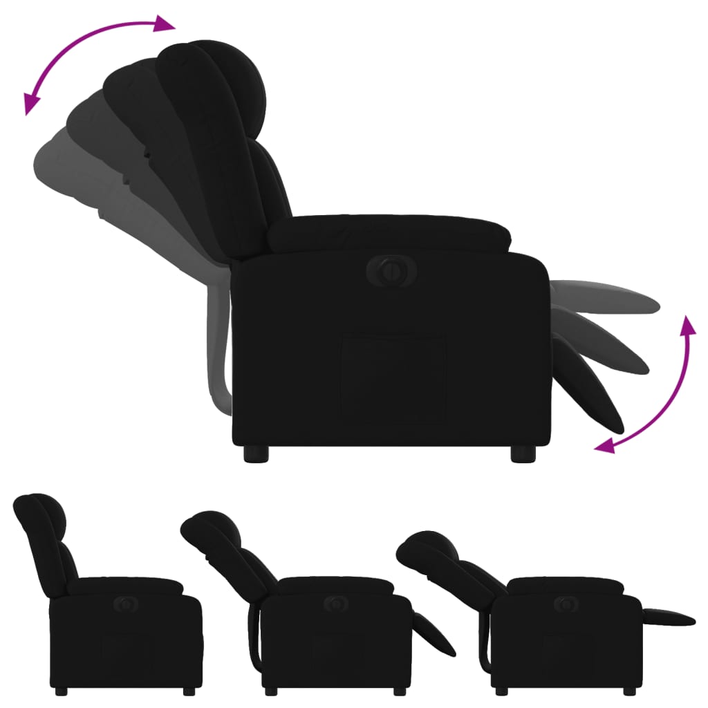 vidaXL Fotoliu rabatabil electric, negru, material textil