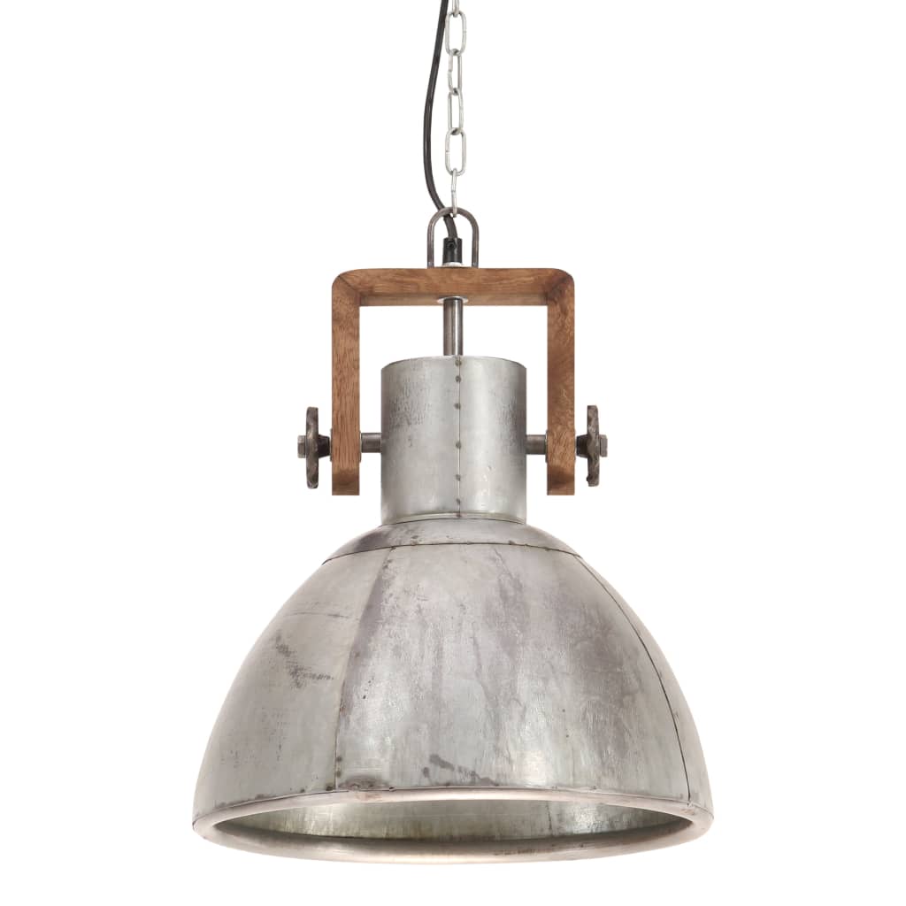 vidaXL Lampă suspendată industrială, 25 W, argintiu, rotund, 30 cm E27 vidaXL Lampă suspendată industrială, 25 W, argintiu, rotund, 30 cm E27
