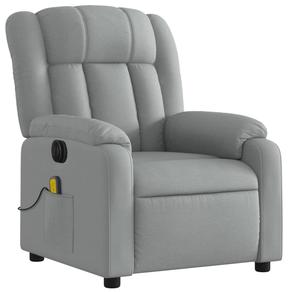 vidaXL Fotoliu electric de masaj rabatabil, gri deschis, microfibră