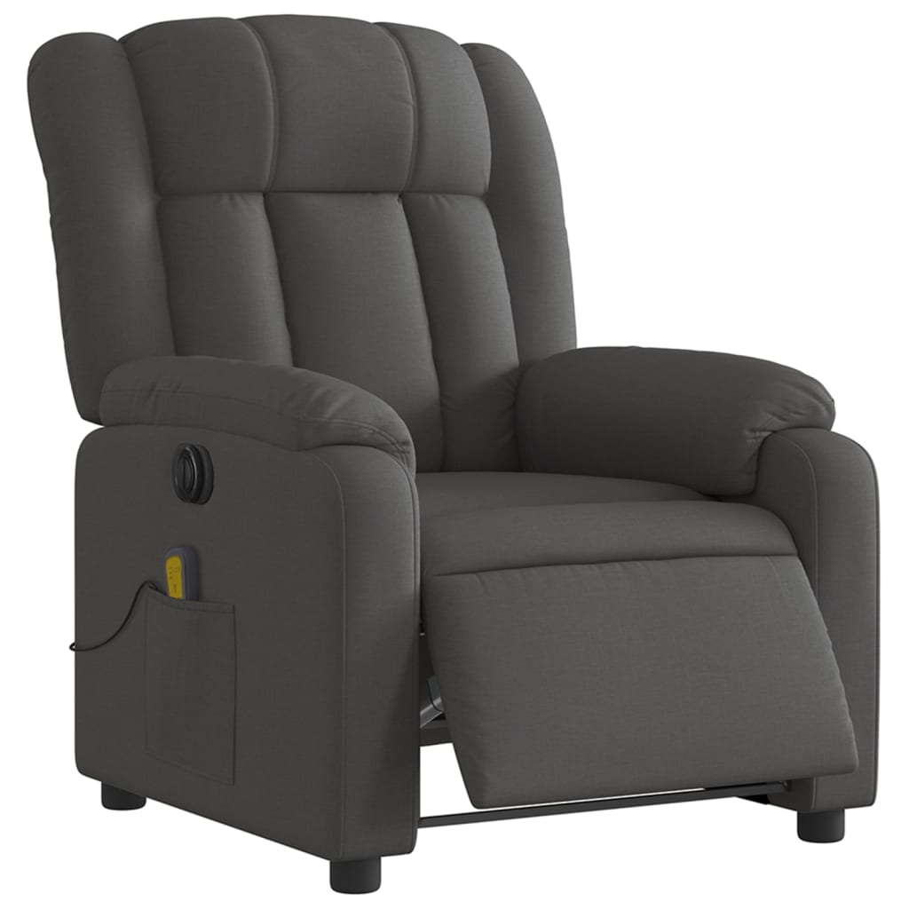 vidaXL Fotoliu electric de masaj rabatabil, gri închis, textil