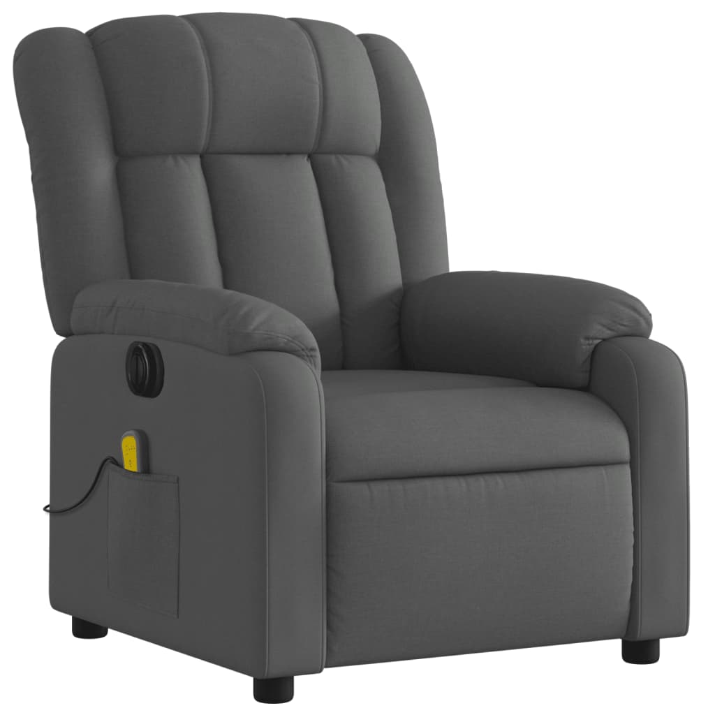 vidaXL Fotoliu electric de masaj rabatabil, gri închis, textil