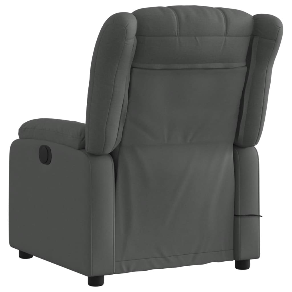 vidaXL Fotoliu electric de masaj rabatabil, gri închis, textil