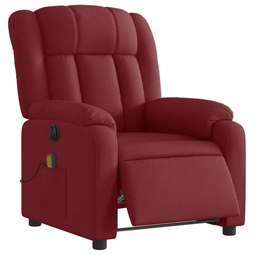 vidaXL Fotoliu electric de masaj rabatabil, roșu vin, textil vidaXL Fotoliu electric de masaj rabatabil, roșu vin, textil