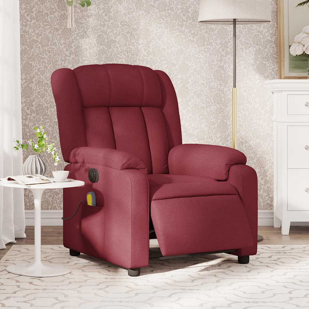 vidaXL Fotoliu electric de masaj rabatabil, roșu vin, textil vidaXL Fotoliu electric de masaj rabatabil, roșu vin, textil