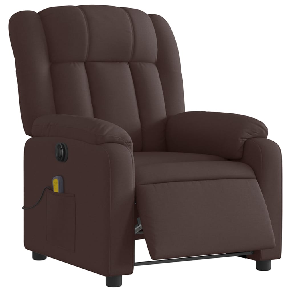 vidaXL Fotoliu electric de masaj rabatabil, maro închis, textil
