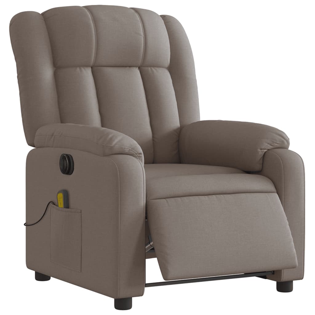 vidaXL Fotoliu electric de masaj rabatabil, gri taupe, textil