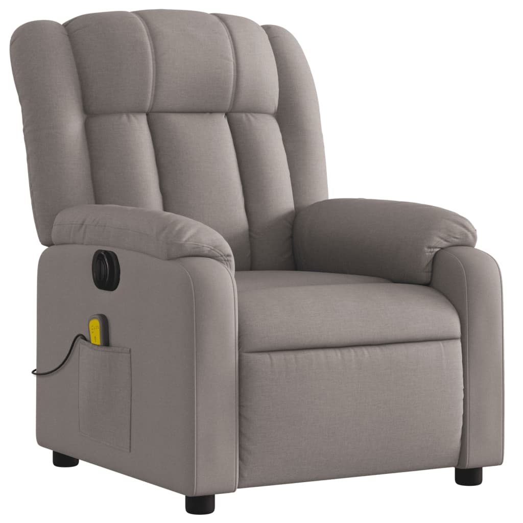 vidaXL Fotoliu electric de masaj rabatabil, gri taupe, textil