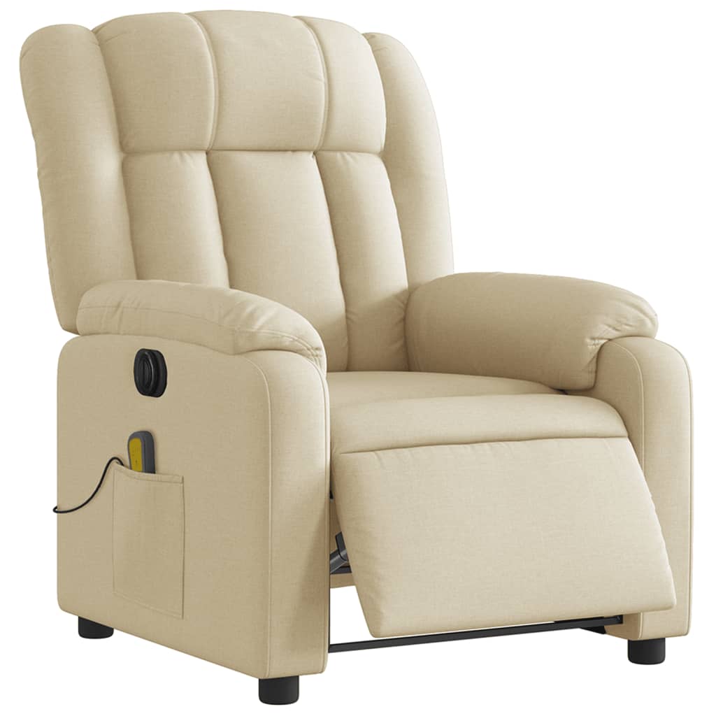 vidaXL Fotoliu electric de masaj rabatabil, crem, textil