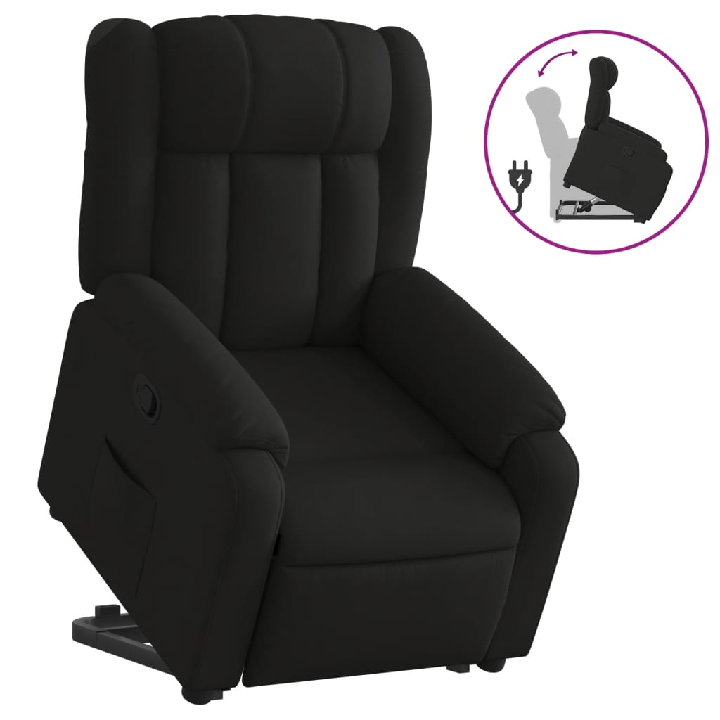 vidaXL Fotoliu rabatabil cu ridicare pe verticală, negru, textil