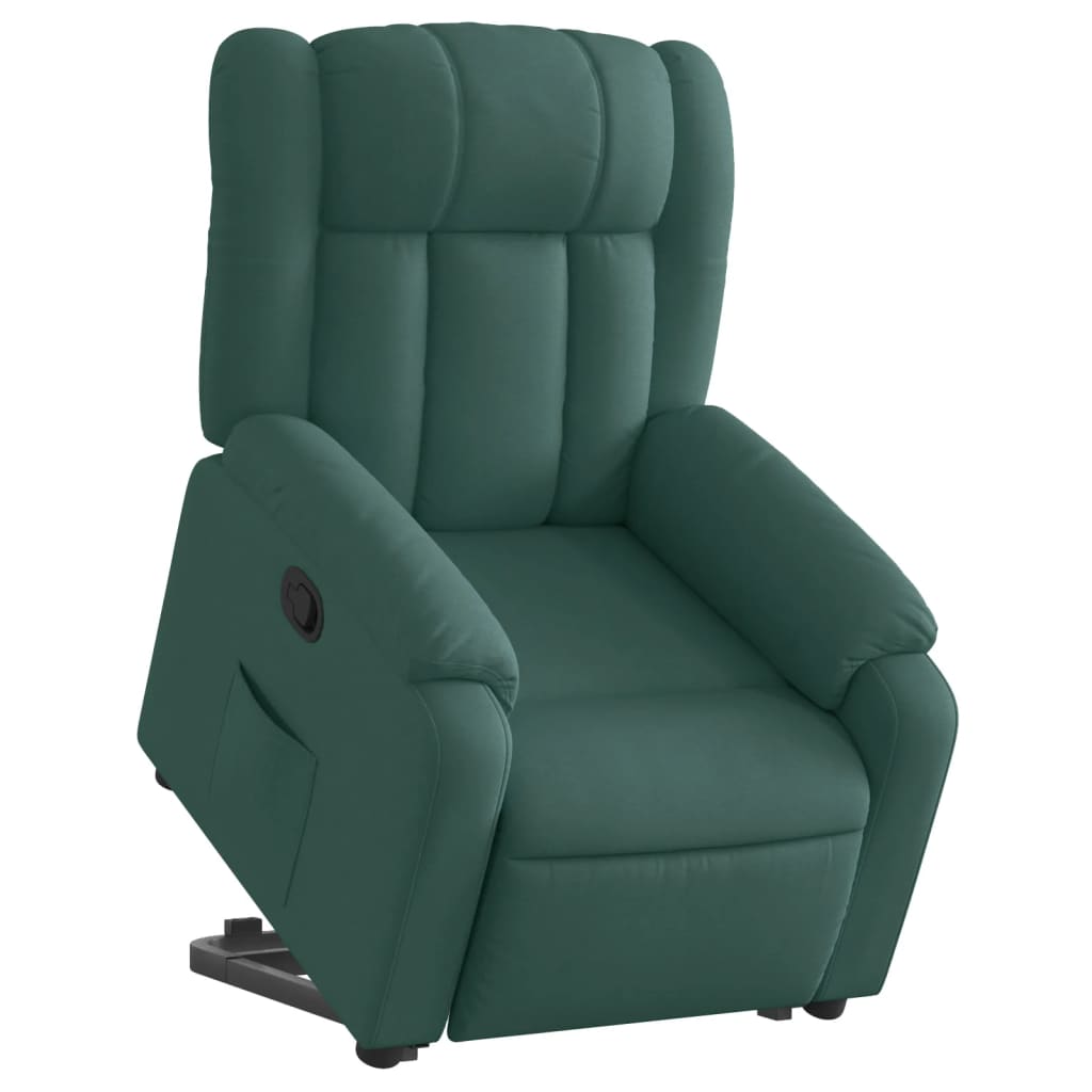 vidaXL Fotoliu rabatabil ridicare pe verticală, verde închis, textil vidaXL Fotoliu rabatabil ridicare pe verticală, verde închis, textil