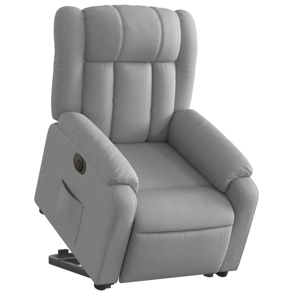 vidaXL Fotoliu electric rabatabil cu ridicare, gri deschis, textil