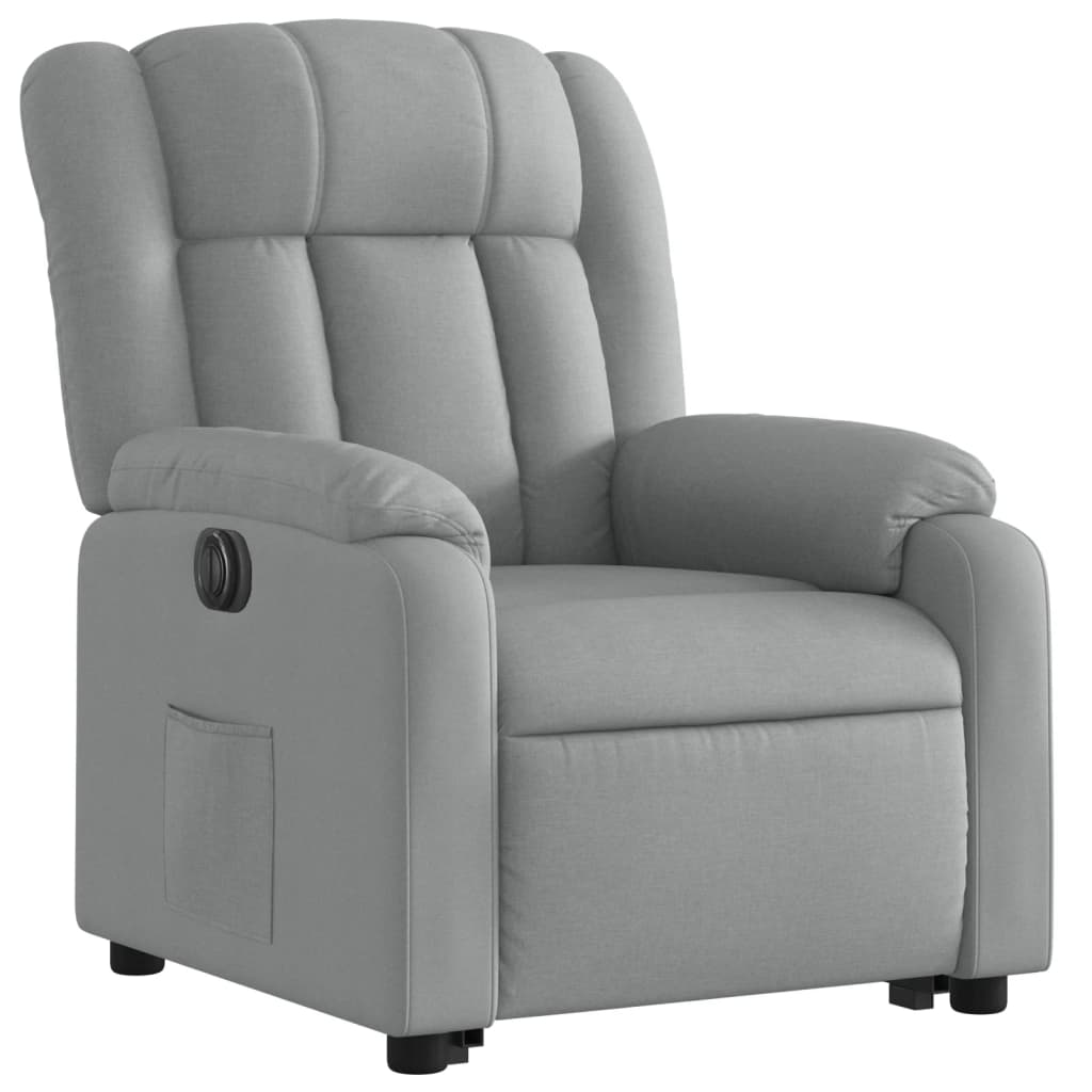 vidaXL Fotoliu electric rabatabil cu ridicare, gri deschis, textil
