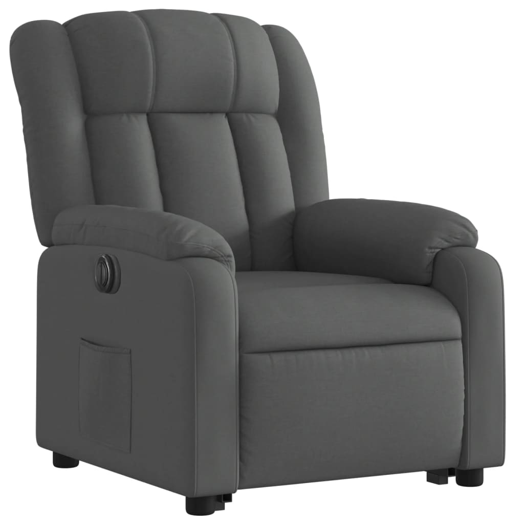 vidaXL Fotoliu electric rabatabil cu ridicare, gri închis, textil