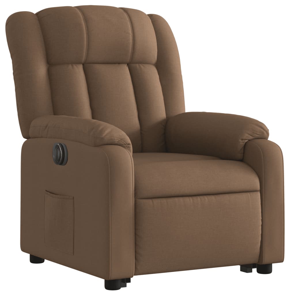 vidaXL Fotoliu electric rabatabil cu ridicare, maro, textil