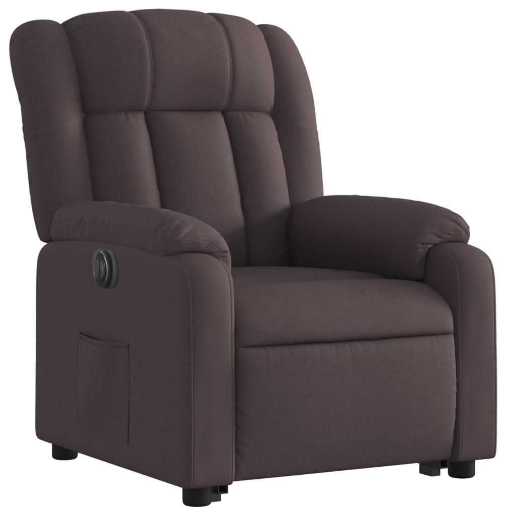 vidaXL Fotoliu electric rabatabil cu ridicare, maro închis, textil