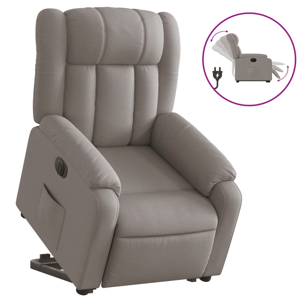 vidaXL Fotoliu electric rabatabil cu ridicare, gri taupe, textil