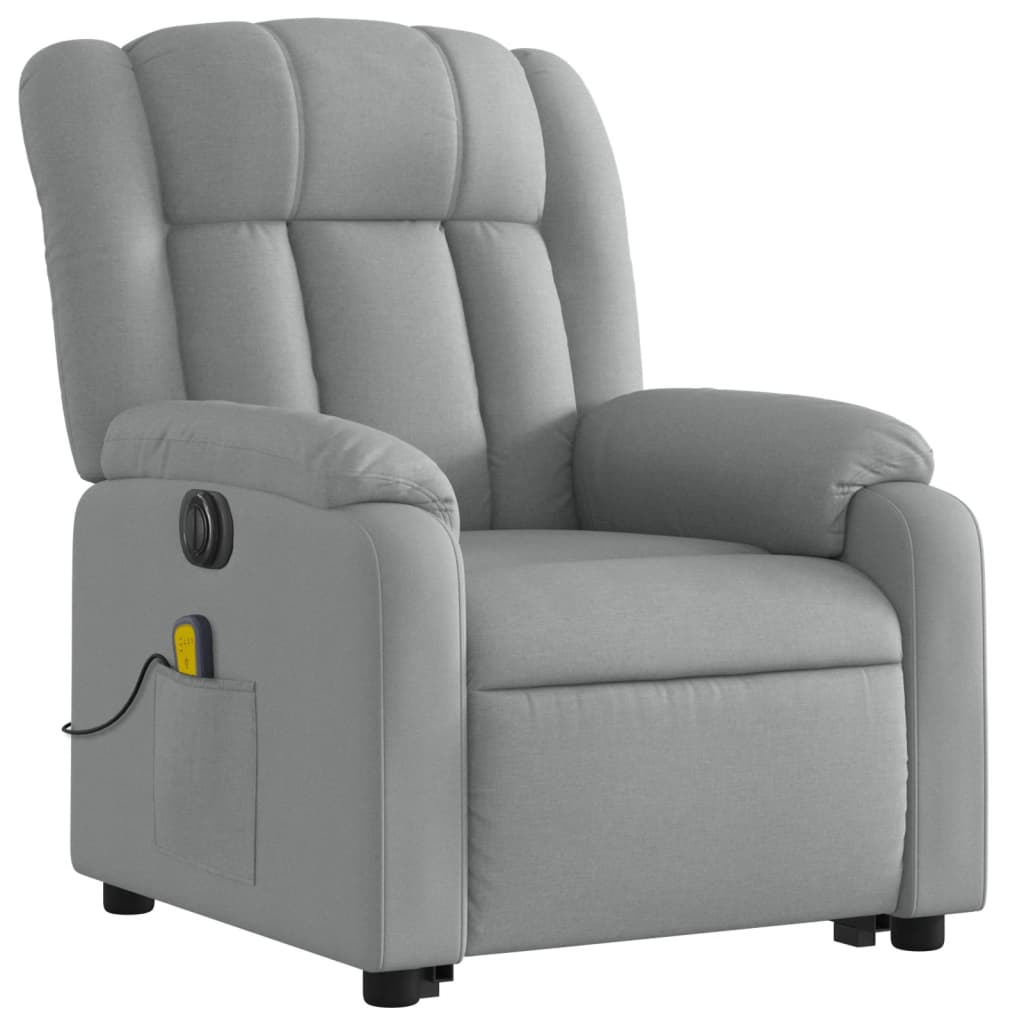 vidaXL Fotoliu electric masaj rabatabil cu ridicare, gri închis textil