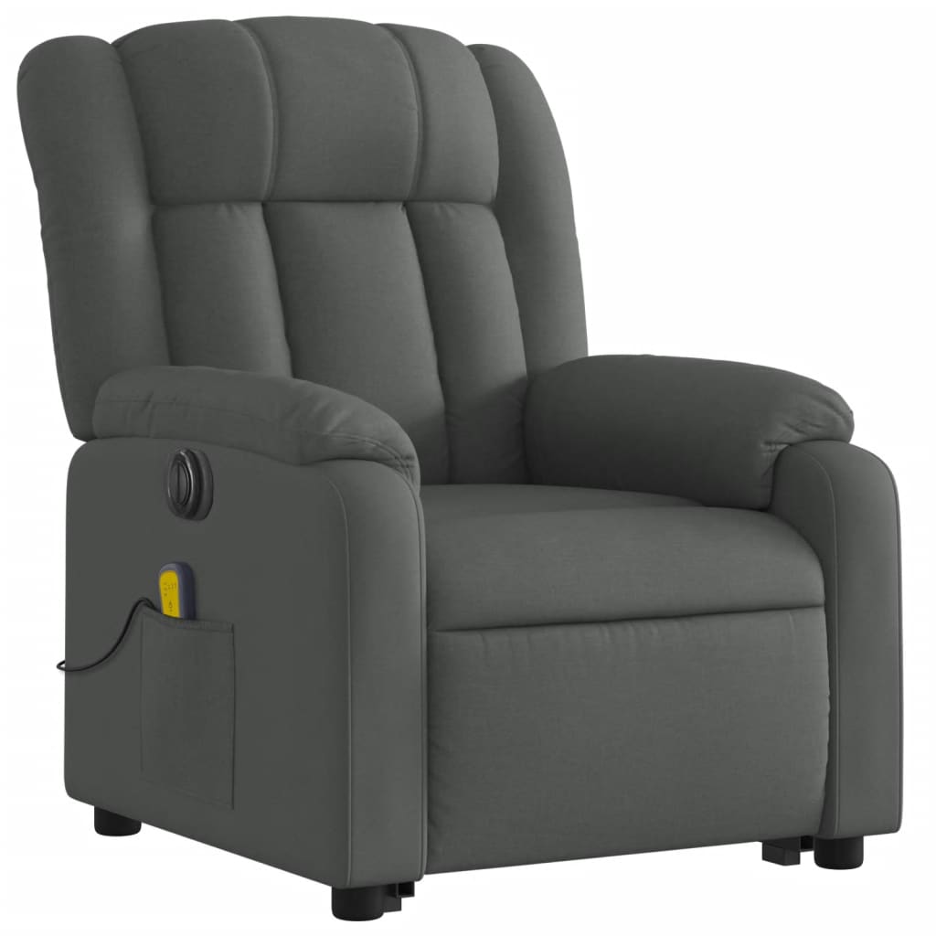 vidaXL Fotoliu electric masaj rabatabil cu ridicare, gri închis textil vidaXL Fotoliu electric masaj rabatabil cu ridicare, gri închis textil