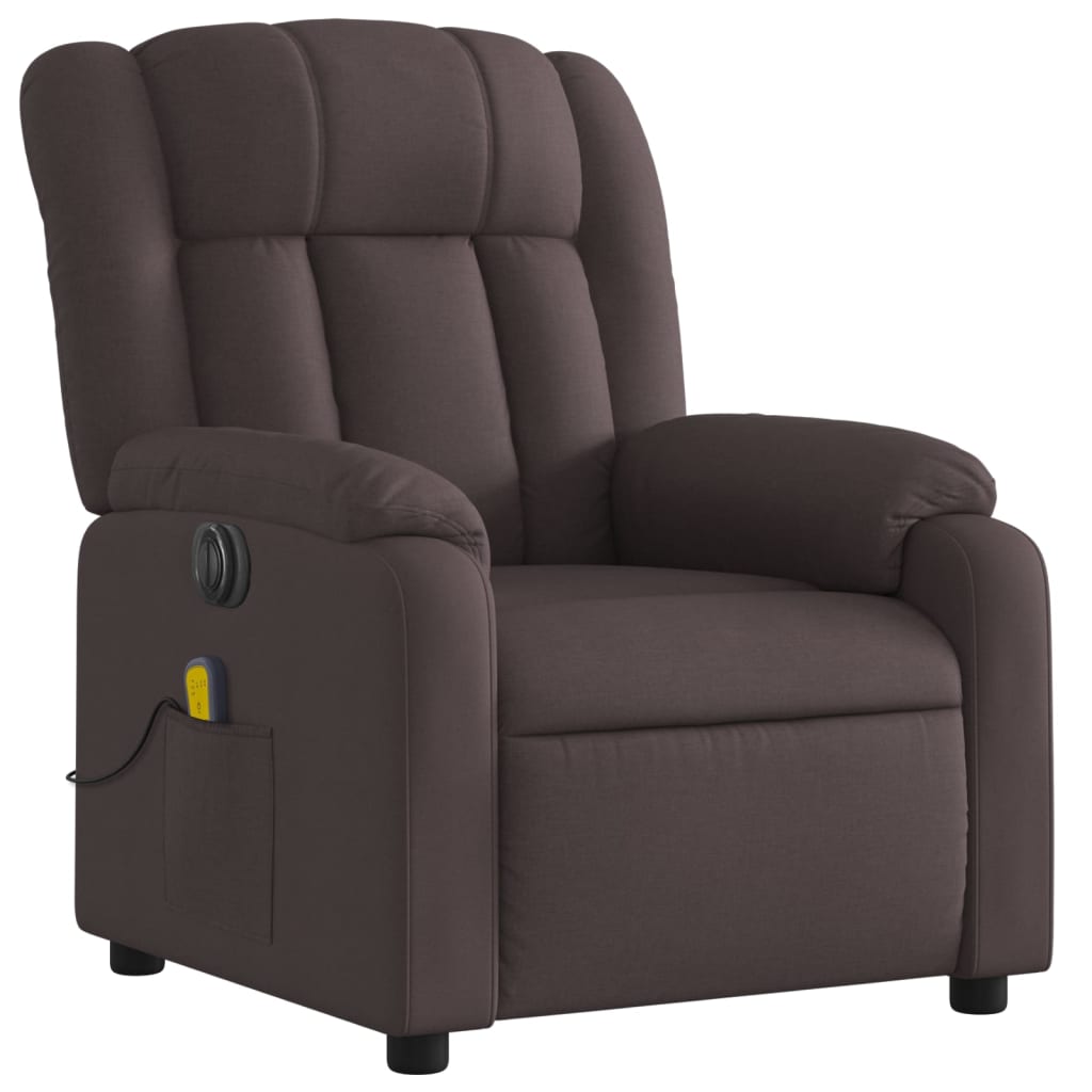 vidaXL Fotoliu electric masaj rabatabil cu ridicare maro închis textil vidaXL Fotoliu electric masaj rabatabil cu ridicare maro închis textil
