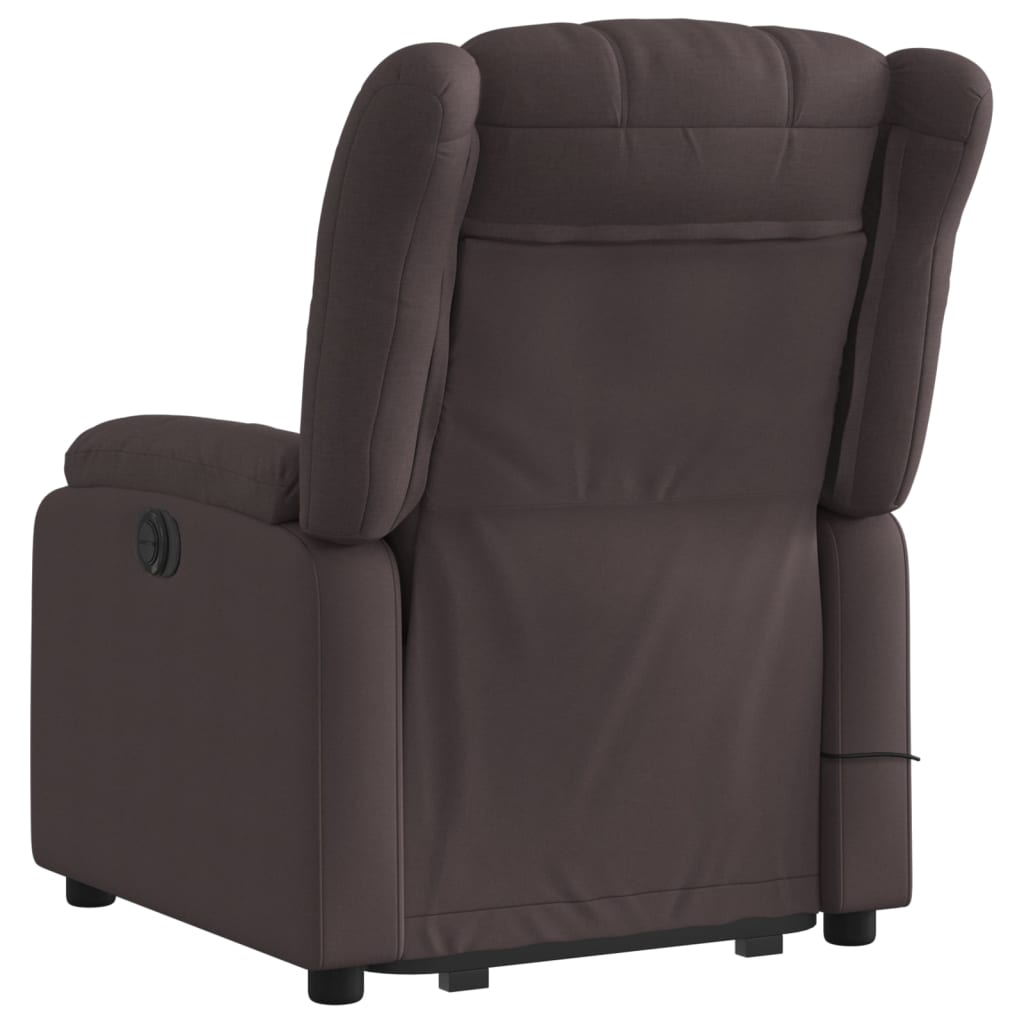 vidaXL Fotoliu electric masaj rabatabil cu ridicare maro închis textil vidaXL Fotoliu electric masaj rabatabil cu ridicare maro închis textil