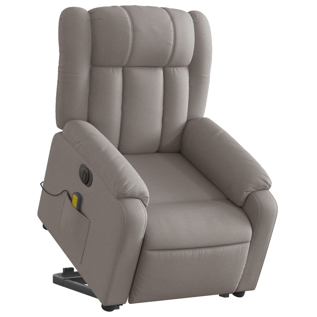 vidaXL Fotoliu electric masaj rabatabil cu ridicare, gri taupe, textil