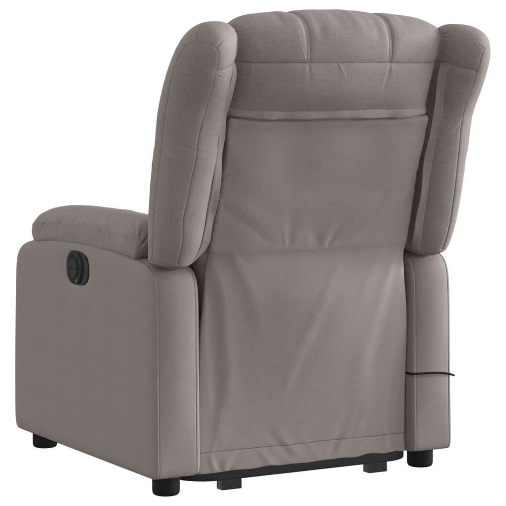 vidaXL Fotoliu electric masaj rabatabil cu ridicare, gri taupe, textil