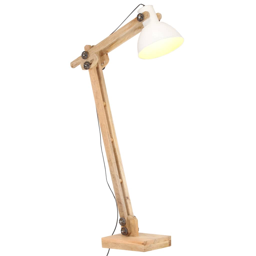 vidaXL Lampă de podea, alb, lemn masiv de mango, E27 vidaXL Lampă de podea, alb, lemn masiv de mango, E27
