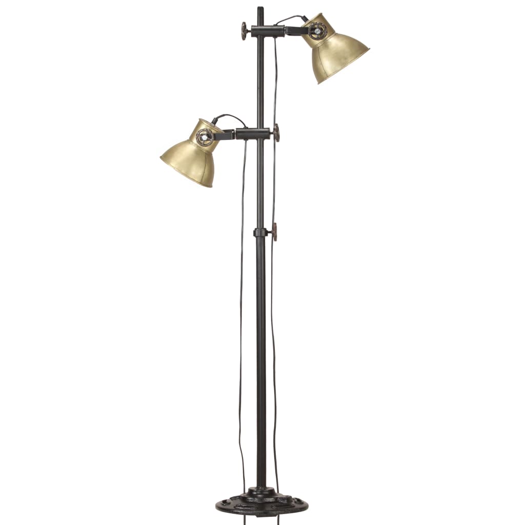 vidaXL Lampă de podea cu 2 abajururi, arămiu, E27, fontă vidaXL Lampă de podea cu 2 abajururi, arămiu, E27, fontă