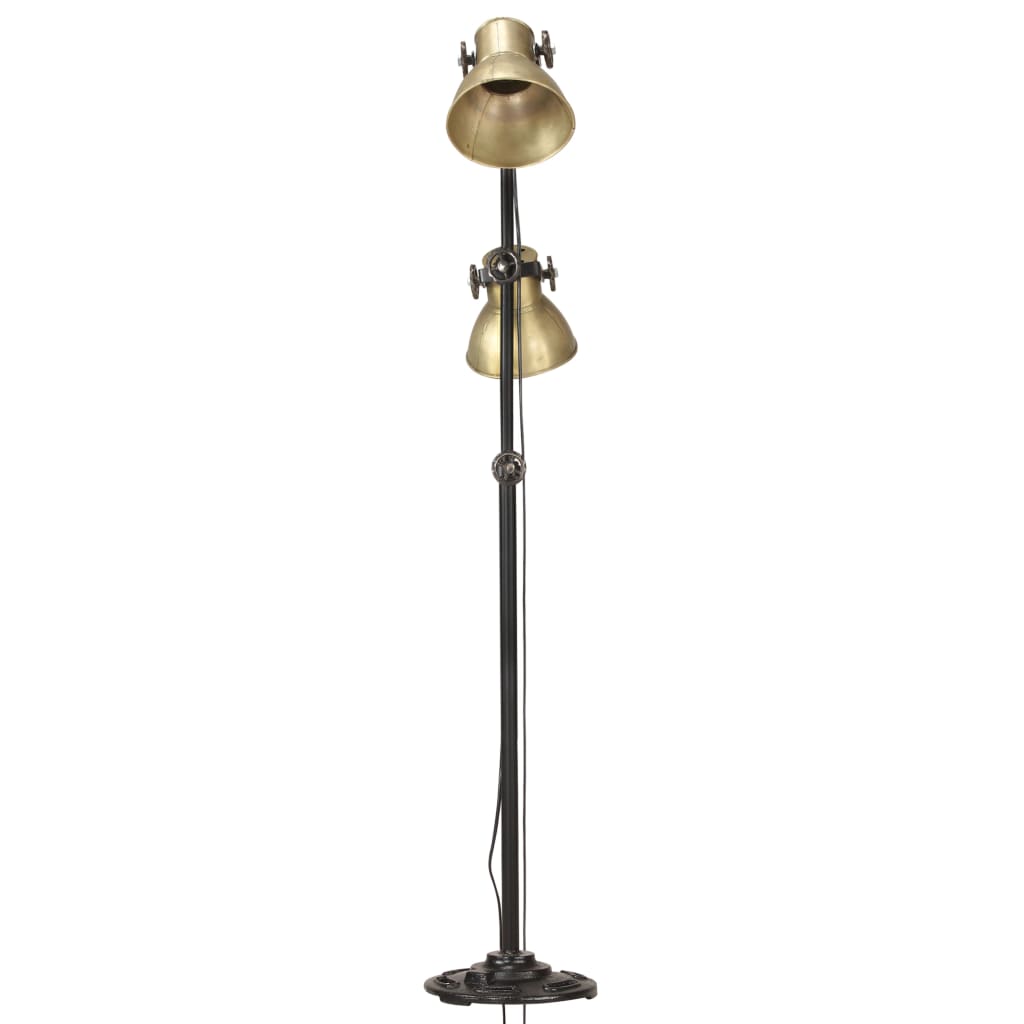 vidaXL Lampă de podea cu 2 abajururi, arămiu, E27, fontă vidaXL Lampă de podea cu 2 abajururi, arămiu, E27, fontă